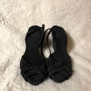 UGG Black Suede Wedge Sandals